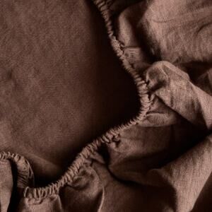 Quince European Linen Fitted Sheet Set - Full Size Espresso Brown NWOT
